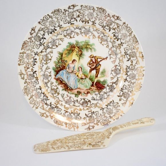 ATLAS CHINA NEW YORK 22K Gold Gilt Desert Plate